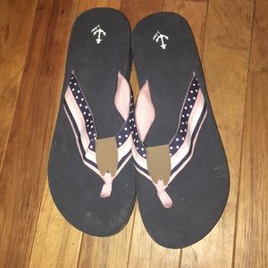 J. Crew Factory Navy/Pink Grosgrain Flip Flop